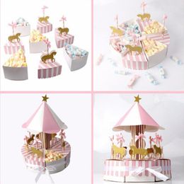 Gift Wrap Creative Paper Cake Kids Decoration Carousel Box Wedding Favours Souvenirs Guests Party Baby Shower Anniversaire 221202