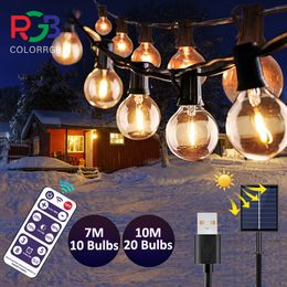 Garden Decorations 10M 20 LEDS G40 Solar String Lights Outdoor Patio USB Powered Waterproof Globe Hanging with Shatterproof 221202