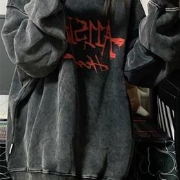 Women's Jackets Deeptown Emo Gothic Print Oversized Sweatshirt Harajuku Vintage Loose Hoodies Long Sleeve Crewneck Pullovers Female Tops 221201