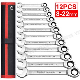Other Hand Tools Ratcheting Wrench Set Metric and Standard 12Point Box End Combination Spanner Gear Garage Tool CRV Full Polished 221202
