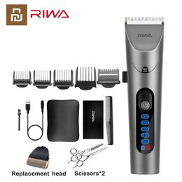 Electric Shavers Youpin RIWA Hair Clipper RE-6305 Ceramics Cutter Head With LED Screen Professional Washable Trimmer For Men Low Noise 221203