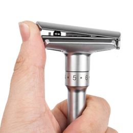 Electric Shavers Adjustable Safety Razor Double Edge Classic Mens Shaving Mild to Aggressive 1-6 File Hair Removal Shaver it with 5 Blades 221203