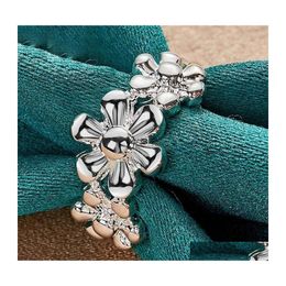 Band Rings 925 Sterling Sier Flowers Ring For Woman Fashion Wedding Engagement Party Gift Charm Jewellery Drop Delivery Dhmjz