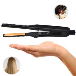 Hair Straighteners Professional Mini Straightener Curler 2 In 1 Flat Iron Small Thin Plate Men Short Straightening Curling Styling Tools 221203