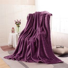 Blankets Solid Striped Throw Blanket Flannel Fleece Coraline Soft Adult Thick Bed Cover Winter Warm Stitch Fluffy Kpop Bedspread for Sofa 221203