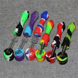 10mm Silicone Nectar Pipe Mini smoking Water Pipes with titanium Quartz Nails Concentrate Dab Straw Bong Dab Rig