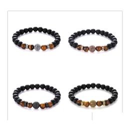 Beaded 4 Colors Pave Cz Zirconia Matted Black Onyx Natural Stone Beads Bracelet Female Nce Yoga Pseira Buddha Jewelry Drop Delivery Dhsjq