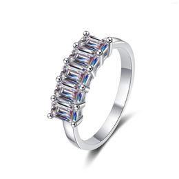 Cluster Rings Passed Diamond Test 925 Sterling Silver Ring Women Emerald Cut Baguette Moissanite Plated Pt950 Engagement Luxury Jewellery