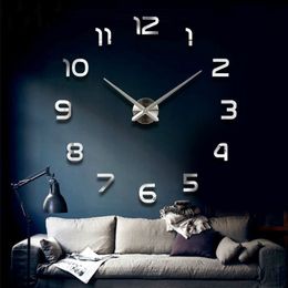 Wall Clocks Fashion 3D big size wall clock mirror sticker DIY brief living room decor meetting 221203