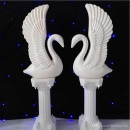 Upscale Elegant White Angel and Swan Roman Column Wedding Welcome Area Decoration Props Supplies