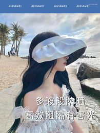 Wide Brim Hats Shell Hat Empty Top Sunscreen Female UV Protection Summer Face Shading Black Rubber Gradient Large Sun