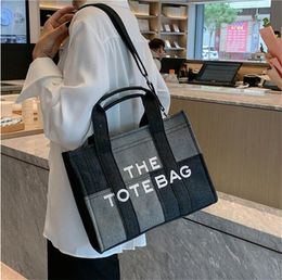 Woman Canvas Handbag Casual Messenger Shoulder Women Tote Bag Black Blue Large Capacity Luxury Joining together Shopping Bag262w