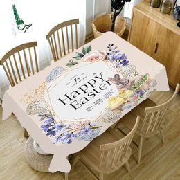 Table Cloth Egg Print Tablecloth Happy Easter Party Banquet Holiday Decoration Rectangular Mat Accessories