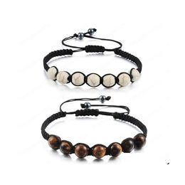 Beaded Tibetan Buddhist Rope Chakra Beads Bracelet Men Tiger Eye Stone Adjustable For Women Jewellery Friend Gift Drop Delivery Bracele Dh84K