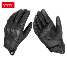 Five Fingers Gloves Genuine Leather Motorcycle Winter Summer Goatskin Riding Touch Fist Joint Protect Guantes Moto Luvas 221202