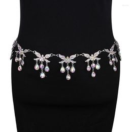 Stage Wear Women Luxury Rhinestone Chain Belt Dance Belly Jewelry Accessories Silver Designer Metal Waist Belts Gift