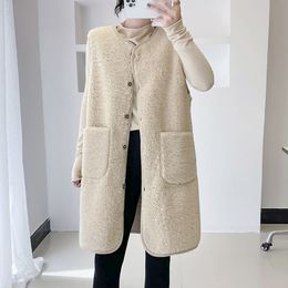 Women's Vest Lamb Plush Female Fur Waistcoat Ladies All Match Sleeveless Single Breasted Button Loose Jacket M XL WDC054 221201