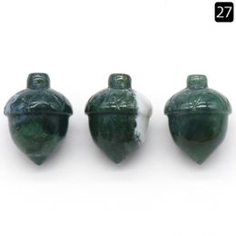 Natural Shape Acorn Gemstone Decorative Hand Carved Healing Moss Agate Hazelnut Stone For Home Decoration Gift