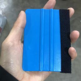 car vinyl film wrapping tools Scraper squeegee with felt soft edge wall paper scraper mobile screen protector Instal Care Cleaning tool Blue Colour