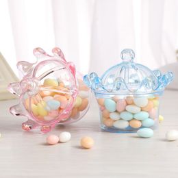 Gift Wrap 12pcs/lot Crownps Hollow Clear Plastic Candy Box Boxes with Transparent Crown Shaped Party Supplies 221202