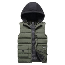 Men's Vests Winter Warm and Coldproof Men's Cotton Clothing Fashion Urban Hooded Cardigan Stand Collar Vest Jacket Men's Clothing 221202