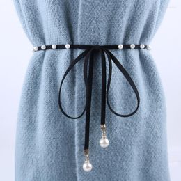 Belts Vintage Pearl Brown For Women Fashion Female Skinny Waist Chain Belt Black Korean Ladies Luxury Strap