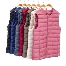 Women's Vests Autumn Winter Women Sleeveless Waistcoat Jacket Ultra Light White Duck Down Vest Female Short Vest Outwear Oversize 8XL 221202