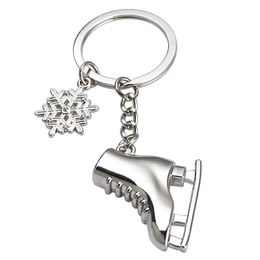 Metal ice skate shoes Key Rings Winter Sport Snowflake Charm Keychain Holder bag hangings Fashion Jewellery