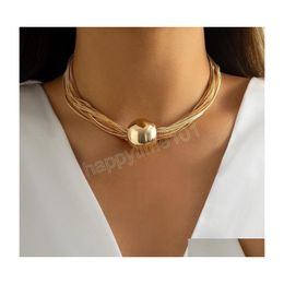 Chokers Twisted Chunky Chain Necklace For Women Vintage Big Ball Pendant Choker Clavicle Link Jewellery Drop Delivery Necklaces Pendant Dhjfo