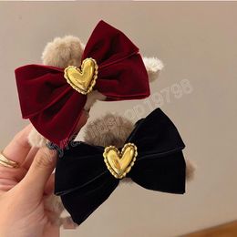 Fashion Autumn and Winter Large Bow Plush Hair Claw Women Elegant Ponytail Clip Headgear Girl Hair Accessories