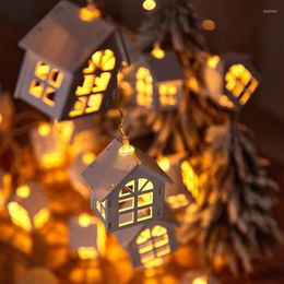 Christmas Decorations 2M 10LED Fairy Wooden House String Lights Garland Tree Ornaments Birthday Wedding Party Decoration Navidad Kerst Noel