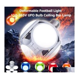 Led Bulbs E27 Led Folding Bbs Ac85265V 30W 5 Leaf 120Leds Football Ufo Bb 360 Degrees High Brightness Lighting For Bar Hall Ceiling Otqez