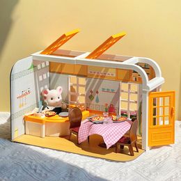 Kitchens Play Food Koala Kitchen DIY Scene Miniature Furniture 112 Sunshine Villa Model Bunny Cooking Toys House For Dollhouse Girl Birthday Gift 221202