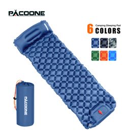 Outdoor Pads PACOONE Camping Sleeping Pad Inflatable Mattress with Pillows Ultralight Air Mat Built-in Inflator Pump Travel Hiking 221203