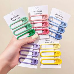 3Pcs/Set Hair Accessories Gradient Metal Hairpin Female Side Clip One Word BB Clips Candy Colour Bangs Clip Headdres