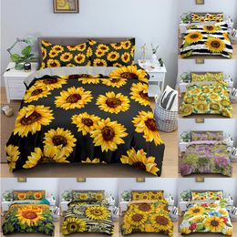 Bedding sets Sun Flower Duvet Cover Floral Set 3D Printed Comforter Covers With Pillowcase Single Double Size Home Textile 2 3 PCS 221206