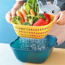 Kitchen Multifunctional Colanders Strainers Double-layer Fruit Vegetable Water Leaking Draining Basket Washing Basin