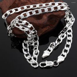 Chains BAYTTLING S925 Silver 6MM 16/18/20/22/24 Inches Full Side Figaro Chain NecklaceFor Men Women Fashion Jewellery