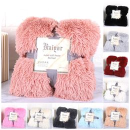 Blanket Super Soft Warm Fur Fluffy Shaggy Sofa Bed Bedspread Beige White Bedding Sheet Cosy 221206