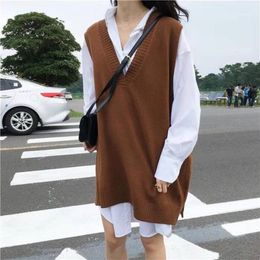 Women's Vests Winter Woman Casual Oversize Straight Sleeveless Sweater Dress Female Thick Knit Long Dress Ladies Knitted Vest Vestido 221202
