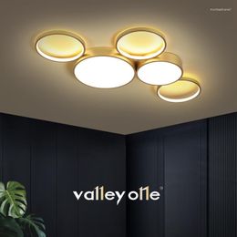 Pendant Lamps Modern Led Chandelier Lighting For Living Room Bedroom Kitchen Home Fashion Gold Circle Decoration Ceiling Lamp Dimming