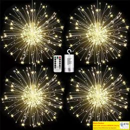 Firework Lights Led Copper Wire Starburst String Lamp 8 Modes Battery Operated Fairy Light Wedding Christmas Decorative Hanging Lamps for