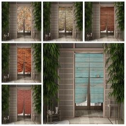 Curtain Japanese Noren Doorway Door Curatin Brick Wooden Board Texture Partition Kitchen Bedroom Decoration Half