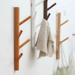 Clothing Storage Creative Solid Wood Coat Rack Door Hanger Wall Hanging Entrance Bedroom Living Room Furniture Free Of Punching