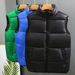 Men's Vests Autumn Winter Men's Reversible Vests Casual Zipper Warm Puffer Jackets Stand Collar Cotton Padded Sleeveless Coats 221202