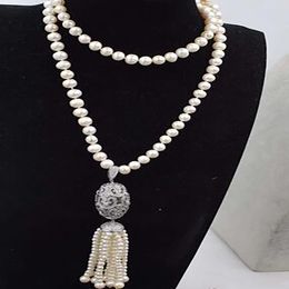 freshwater 8-9mm pearl white round hook pendant necklace 30inch