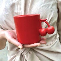 Mugs Ins Nordic Creative Coffee Mug With Special Cherry Banana Peach Love Handle Milk Cup Cute Design Girlfriend Birthday Gifts