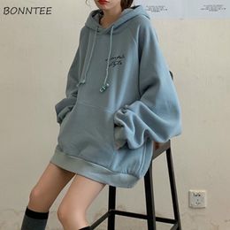 Women's Jackets With Hat Hoodie Pullover Letters Medium long Style Warm Thicker Korean Student s All match Outfit Top Modern 221201