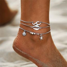 Anklets Boho Ocean Beach Scallop Shell Starfish For Women Vintage Multi Layers Ankle Bracelet Foot Leg Summer Jewelry