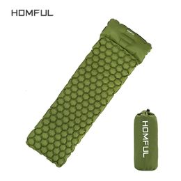 Outdoor Pads HOMFUL Sleeping Mat Camping Pad With Pillow Air tress Inflatable Cushion Fast Filling Moistureproof 221203
